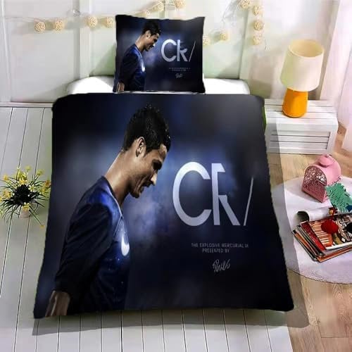 GOLETULD Bettwäsche135x200 Fußballstars Bettwäsche Set Microfaser Bettbezug Mit Kissenbezug 80x80 Mit Reißverschluss