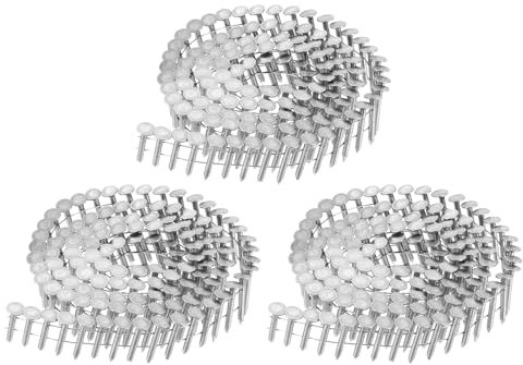 sourcing map 900 Count Siding Nails 1x0.12 15-Degree 304 Stainless Steel Ring Shank Full Round Head Collated Wire Coil for Lath and Sheathing Materials