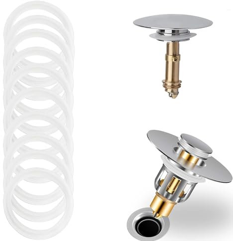 QIUMING Junta para Lavabo Juntas de tapón de Fregadero para baño Junta de Goma desague Lavabo Juntas para Tapón Emergente De Lavabo para Tapones de Lavabo y Kits de desagüe (Blanco, 38 * 31mm)