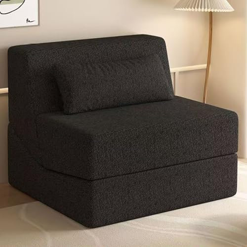 Gaxcent Schlafsessel, Schlafsofa Sofabett Einzelsofa Modular Sofa Couch Individuell Kombinierbare Wohnlandschaft Sitzelement Mit Armteil Einzel Und Doppelschicht,Schwarz