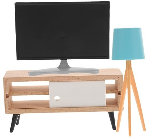 WOONEKY Set Mit Mini-tv Für Puppenhaus- Miniatur-Fernseher Modelllampe Mini-möbel Für Jungen Und Mädchen Spielzimmer
