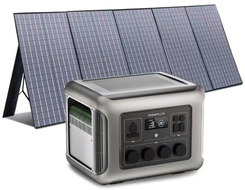 ALLPOWERS R2500 centrale elettrica portatile 2016Wh con 400W Pannello Solare SP037, 4 Uscite AC da 2500W (4000W Picco), Generatore Solare MPPT per Camper, Roulotte, Campeggio ed Emergenze