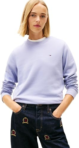 Tommy Jeans Damen Pullover Crew Neck Rundhalsausschnitt, Gold (Periwinkle Dusk), S