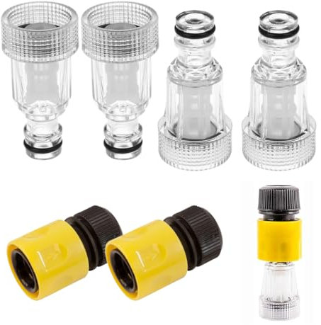 4 Pezzi Filtro per l'acqua per Idropulitrice, con 2 Connettore Rapido, per Inserto per Più le Idropulitrici ad Alta Pressione con Attacco