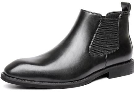 SPPEOUKJ Stivaletti Chelsea da uomo in vera pelle italiana, stivali casual alti, stivali eleganti da lavoro for uomo, stivaletti classici alla caviglia(Black,42)