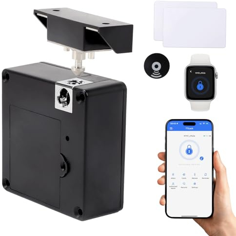 Elektronisches Schubladenschloss, RFID Smart Schubladenschloss mit 2 IC Karte Schrankschloss Elektronisch mit APP NFC, Versteckte Schlösser für Schrank Schublade Kasten Schließfächer Briefkasten