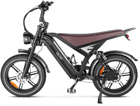 OUXI E-Bike 20 Zoll Fatbike Elektrofahrrad Pedelec, 250W Motor 60Nm, 48V 15Ah Akku 30-60km, Hydraulische Scheibenbremsen, Vollfederung, Blinker & LED-Licht, Herren Damen (Schwarz)
