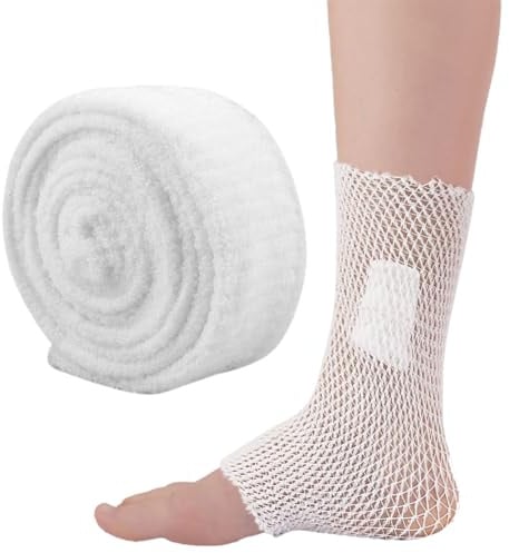 QEXUJOW 1 rouleau de bandage élastique en maille, bandage tubulaire de fixation, respirant et doux pour la peau, 2,5 cm x 2 m.