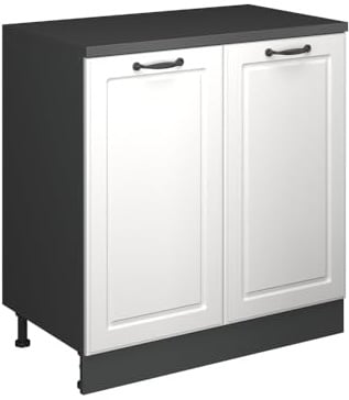 Vicco Erweiterungsschrank Rion, Weiß Landhaus/Anthrazit, 80 x 46 cm ohne Schräge mit 2 Türen, kombinierbar mit Rion Dachschrägenschränken und Schrankmodulen