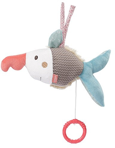 Fehn 060126 Spieluhr Sägefisch | Aufzieh-Spieluhr mit herausnehmbarem Spielwerk zum Aufhängen, Kuscheln und Greifen | Für Babys und Kleinkinder ab 0+ Monaten