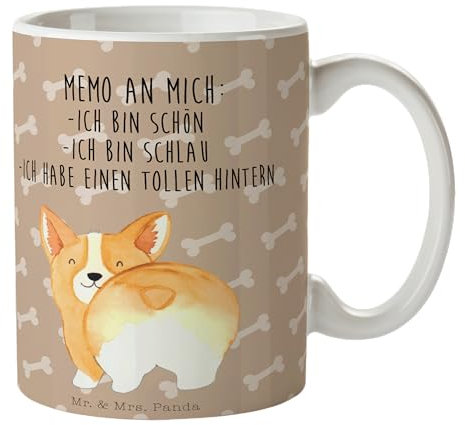 Mr. & Mrs. Panda Tasse Corgi Po - Geschenk, Designer Teebecher, Hundeliebe, Selbstliebe, Hundebesitzer, Süß