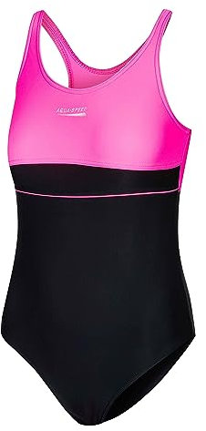 Aqua Speed Badeanzug Wettkampf Mädchen Kinder 11/12 Jahre | Schwimmanzug Kind | schwarz rosa Badebekleidung mit UV-Schutz | Swimsuits One Piece Kids | 19 Black - pink | Emily