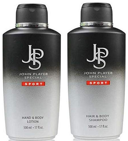 KIOTEET John Player Special Sport Haar- & Körper-Shampoo 500 ml + Hand- & Körper-Lotion 500 ml, Erfrischend, Set