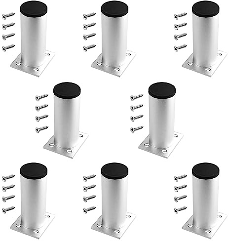 TOVOT 8 Stück 10CM Runde Möbelfüße Verstellbare Möbelfüße Aluminium-Möbelfuss Füße für Möbel (Silber)