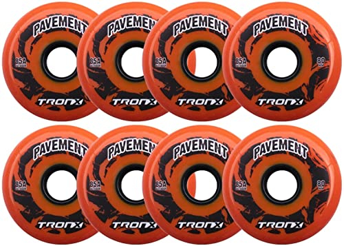 TronX Hilo Rollhockey-Rollen für den Außenbereich, Asphalt, 4–76 mm/4–80 mm, 85 A, 8 Stück, 8 Stück