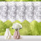 heimtexland ® Scheibengardine Jacquard Blumen Bogen Bordüre Gardine weiß Fensterdekoration Bistrogardine Typ261 HxB 30 x 100 cm