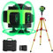Qiani 3X360 Laser Level Green Self Leveling with Tripod,Rotary 12 Lines Laser Level-4 Vertical Lines 8 Horizontal Lines,with 2 Li-ion Batteries and Hard Carry Case