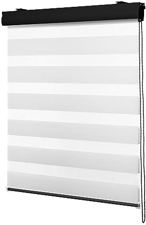 Ventanara Doppelrollo mit Kassette Aluminium Duorollo Rollo Rolljalousie viele Größen (180 x 160 cm, Weiß/Kassette Schwarz Matt)