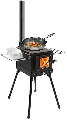 Forno a tenda, stufa a legna portatile rimovibile e pieghevole da campeggio per tende, ripari e campeggio