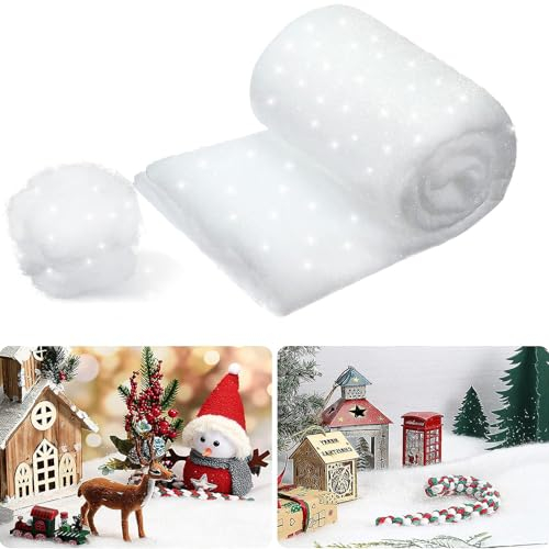 Winterschnee-Weihnachtsdekoration 2,6x 9,8 feet, realistisches Aussehen, künstlicher Baumwollschnee, schaffen bezaubernde Winterlandschaften, verdickte Schneedecke, festliche Geschenke for Jungen