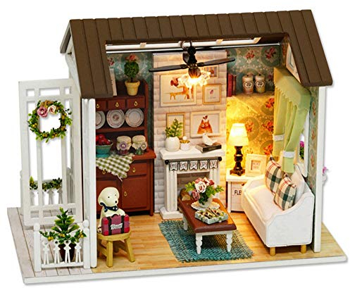 knitting machine DIY Holzhaus-Miniaturhaus-Set Mit Abdeckung, Kindergeschenke Für Kreatives Spielen, Bezaubernde Heimdekoration