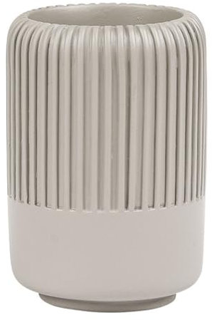 Zahnputzbecher Raja Becher für Zahnbürste und Zahnpasta Taupe Gerillt Zahnbürstenhalter Badezimmer Bad Accessoire Zahnputzhalter 6,7 x 10 cm