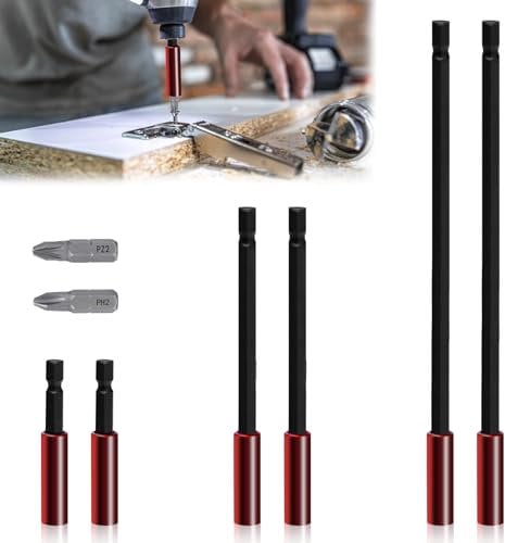 Pilikoll 8 Pezzi 60/150/300mm Portainserti Magnetico con Punte PZ2,PH2 Forti Magnetici Prolunghe per Punte da Trapano Porta-punte a Cambio Rapido Portainserti per Trapano Magnetico 1/4