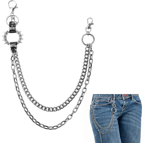 Hosen Ketten Männer Punk Rock Hosenketten Damen Gürtel Kettes Doppelschicht Jeans Ketten Gothic Accessoires Kleidung Zubehör für Brieftasche Schlüssel Rucksack