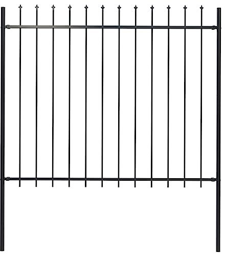 wpc zaun,gartenzaun zum stecken,Gartenzaun mit Speerspitzen Stahl 1,7 x 1,5 m SchwarzGeeignet für Gärten, Zäune, Ästhetik