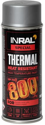 INRAL High Temperature Resistant Aluminium Paint - Matt Aluminium Metal Paint - Durable Heat Resistant Pai
