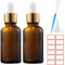 SuQurtom Amber Glass Dropper Bottles 30ml - 2pcs UV Protective Leak-Proof Bottles, Reusable Travel Containers for Essential Oils, Tinctures, Aromatherapy Blends & Lab Solutions