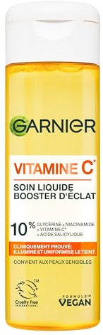 GARNIER Skin Active - Soin Visage Illuminateur - Hydrate & Illumine - Vitamine C, Glycérine, Niacinamide & Acide Salicylique - Vegan & Cruelty Free - Tous Types de Peaux - Homme & Femme - 120ml
