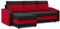 Mebligo - Ecksofa mit Schlaffunktion und Bettkasten Orion, Eckcouch Universelle Seite, Sofa L Form (BxTxH) 231 x 140 x 85 cm, Couch Wohnzimmer, Ecke Sofa, Schwarz + Marineblau (Mikro 15 + Mikro 22)