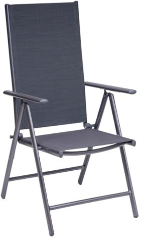 Hortan Sedia Pieghevole Con Braccioli, Struttura Regolabile Multiposizione, Telaio Richiudibile In Alluminio Inossidabile e Seduta In Tessuto Textilene Da Interno ed Esterno
