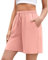 Jezonga Pantaloncini Estivi Donna Pantaloncini Tuta Sportivi Pantaloni Corti Shorts Cotone con Tasche Coulisse Vita Alta Casual Larghi Fitness Rosa Chiaro S