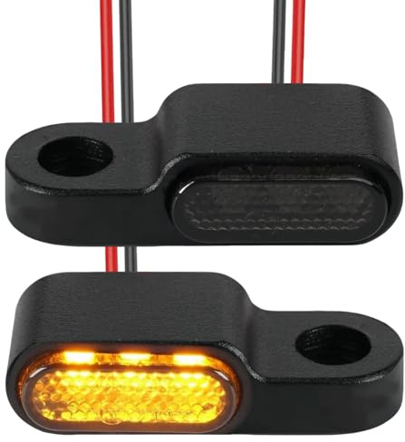 JiaHeHe 2 Stück Mini Motorrad LED Blinker 12V E24 E Geprüft Mit 3 LED, Kompakte Aluminium Microblinker IP67 Wasserdicht, Mini Motorrad Blinker Mit E Nummer, Universal 12V Blinklicht