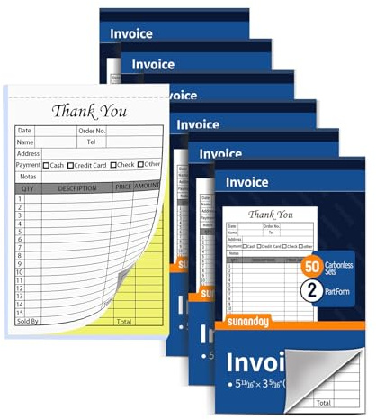 6Packs Thank You Receipt Book with Carbonless Copies, 300-set
