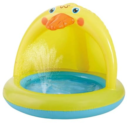 Zasdvn Piscina Hinchable Para Niños - Piscina De Chapoteo Infantil Con Sombrilla Y Aspersor,Bañera de jardín con forma de pato - Para Mascotas Pequeñas Niños Niñas Patio Exterior Jardín Playa Interior