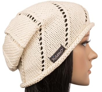 siamo-handmade Beanie ROM II Creme Baumwolle Sommer-Mütze Damen-Mütze Strickmütze Übergangsmütze Haube