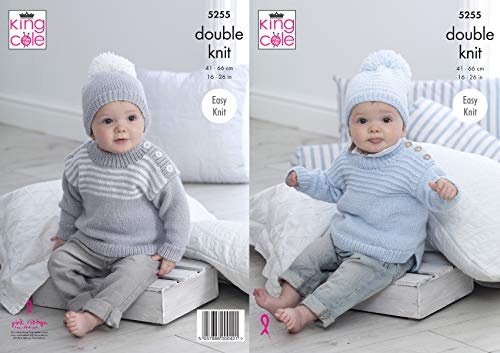 King Cole 5255 Knitting Pattern Baby Child Sweaters and Hats in Big Value Baby DK