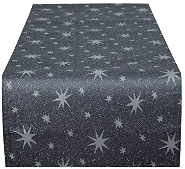 Tischläufer Weihnachten 40 x 140 cm Creme Gold Rechteckig Weihnachtstischdecken Lurex Sterne bügelfrei knitterfrei Advent Tischdecken Weihnachtsdeko Tischdeko Herbst (30 x 160 cm Grau Silber)