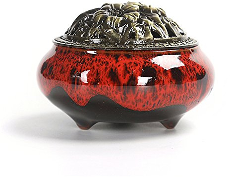 Holzsammlung Ceramic Incense Burner, Incense Holder for Cones and Sticks, Censer for Home Decoration