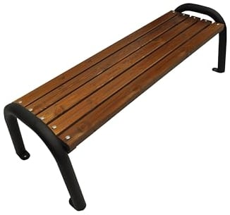 PRIMARIO Gartenbank Ohne Lehne Park Holz Massiv Sitz Garten Balkon Metall Wetterfest Robust Stabil Langlebig Gartenmöbel Erwachsene und Kinder Outdoor (Verschiedene Größen 175-200cm) (Braun, 200, CE)