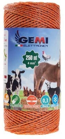 Gemi Elettronica Filo per Recinto Elettrico 250 mt con 6 Fili conduttori Rame 6x0.25 Recinti Elettrici Elettrificati Recinzioni per Animali cinghiali Mucche Cavalli maiali Galline Volpi
