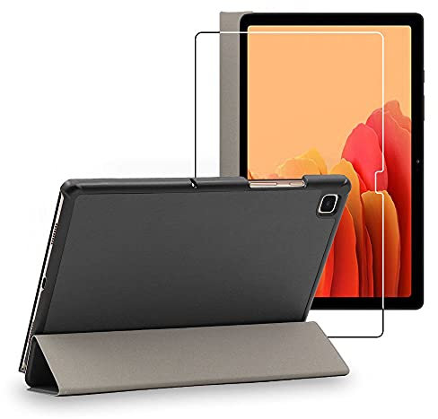 ebestStar - Funda para Samsung Galaxy Tab A7 10.4 T505 (2022, 2020), Carcasa Capa, Slim Case Protectora, Tapa Magnetica Cuero PU, Gris + Cristal Templado