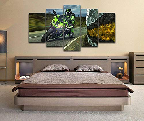 104Tdfc Leinwand Bild Format Wandbilder Wohnzimmer Wohnung Deko Kunstdrucke 5 Teilig Kawasaki Ninja Rennrad Superbike Moto Gp Leinwand Bilder 5 Teilig Kunstdruck Modern Wandbilder