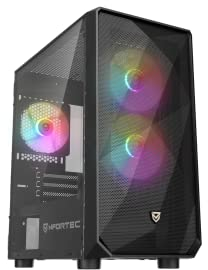 Nfortec DYS Torre Gaming MicroATX con Frontal 3D mallado, 3 Ventiladores ARGB, Vidrio Templado con bisagras y filtros Antipolvo - Color Negro