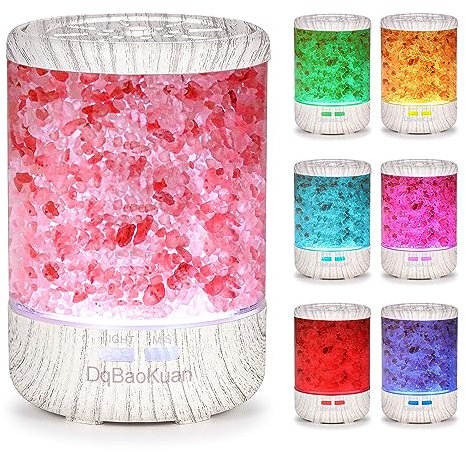 120ml Essential Oil Diffuser, 3 in 1 Aromatherapy Diffuser and Himalayan Salt Lamp and Humidifier, Small Essential Oil Diffuser for Kids Room, 7 Color Changing LED Night Lights, Automatic Waterless