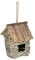 Relaxdays Vogelhaus zur Dekoration, aus Holz, Rinde u. Stroh, zum Aufhängen, Balkon & Garten, HBT: 20x13,5x16cm, Natur