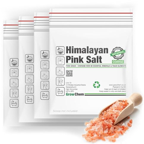 Grow Chem COARSE Himalayan Pink Salt - 20KG (4x5KG Bags), Salt Refill for Cooking, Hydrating, Bathing & Exfoliation